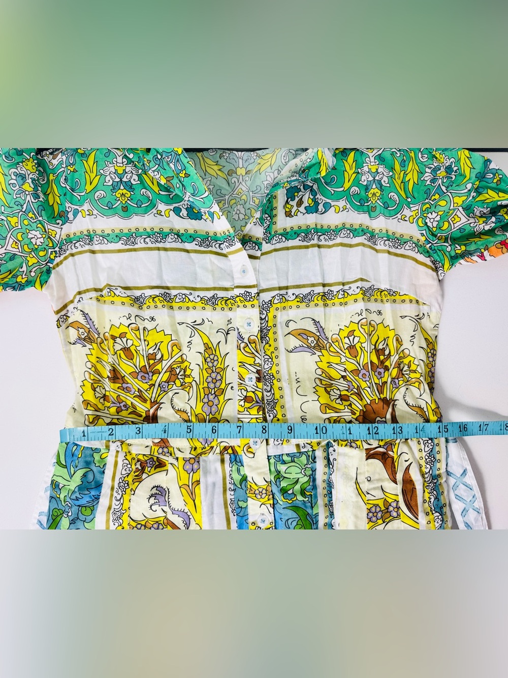 Dizzy Lizzie Dress Size Small printed Multicolor Patchwork Belted Cotton - Picture 8 of 9